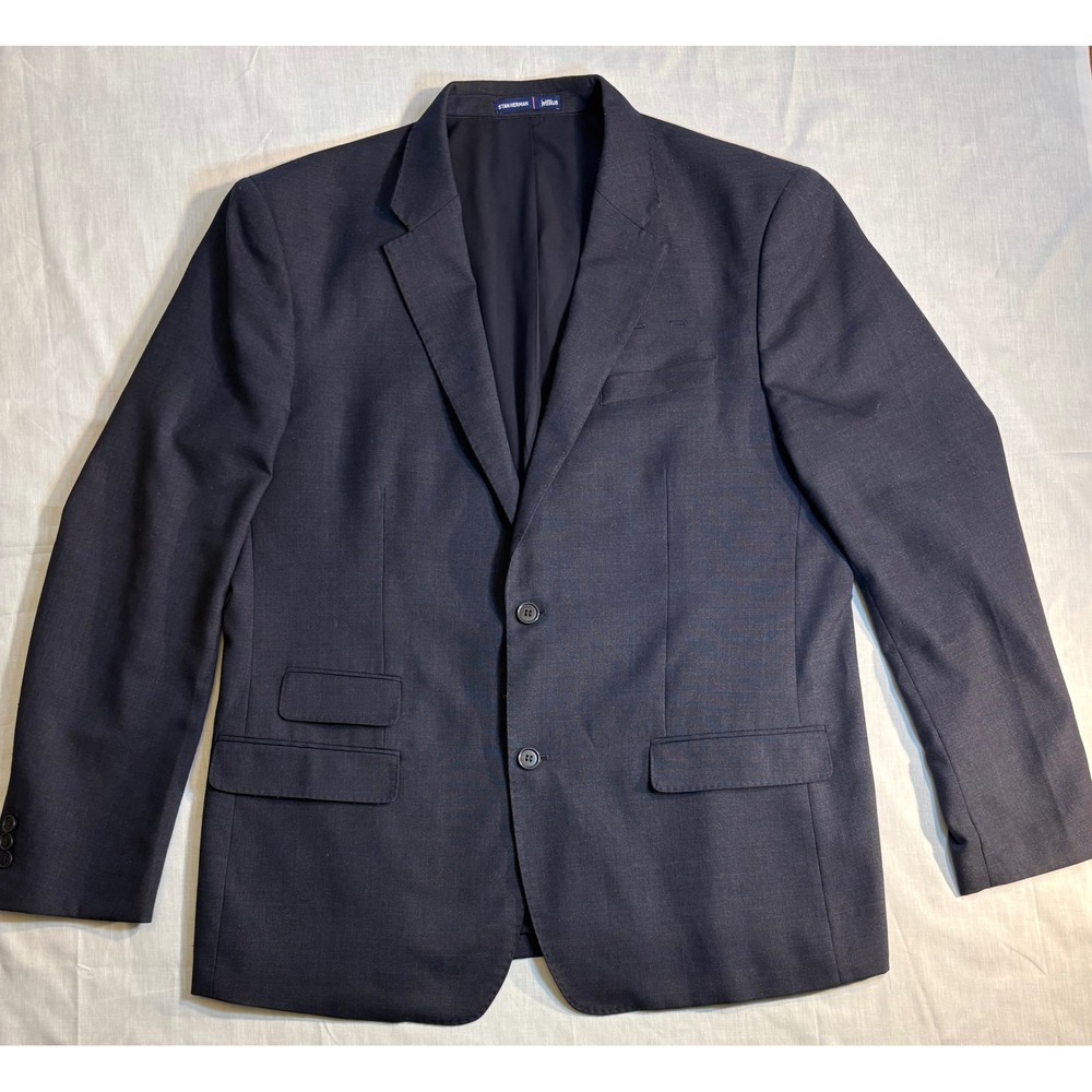 Stan Herman JetBlue Mens 44R Navy Wool Blend Suit Blazer Jacket
